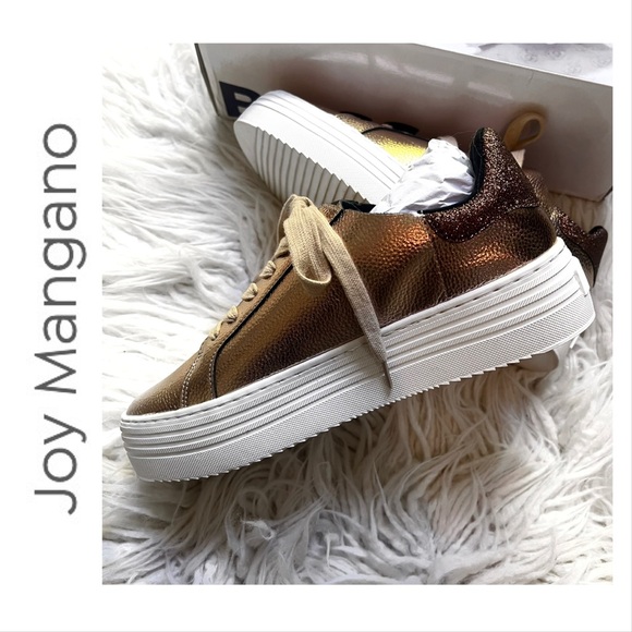 Joy Performance White Leather Chunky Platform Sneakers/ Champagne Size 8.5 NIB - Picture 1 of 15